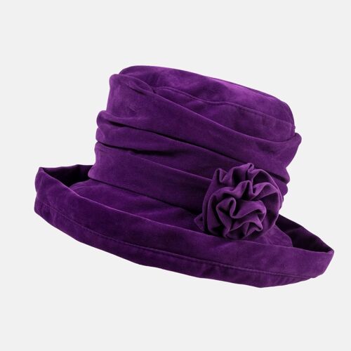 Water Resistant Velour Packable Hat - Purple