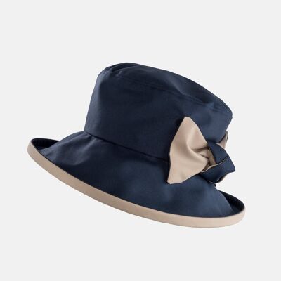 Cappello impermeabile in borsa - Navy and Ivory