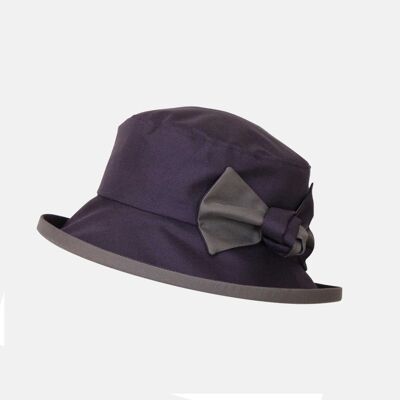 Chapeau imperméable dans un sac - Aubergine et gris