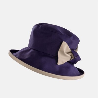 Chapeau imperméable dans un sac - Aubergine et Ivoire