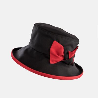 Chapeau imperméable dans un sac - Noir et rouge