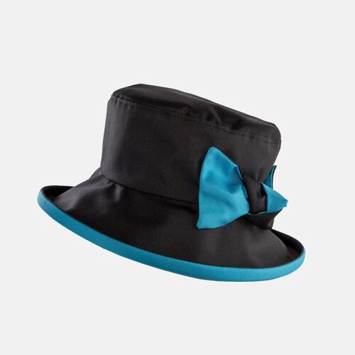 Waterproof Hat in a Bag - Black and Turquoise