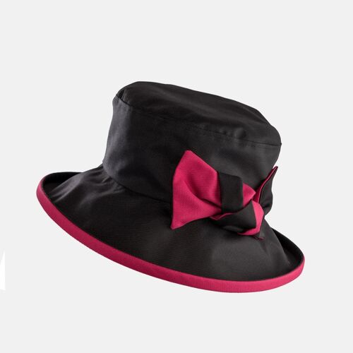 Waterproof Hat in a Bag - Black and Pink