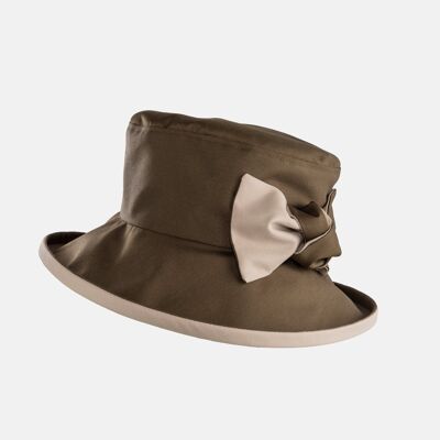 Sombrero impermeable en una bolsa - Oliva y marfil