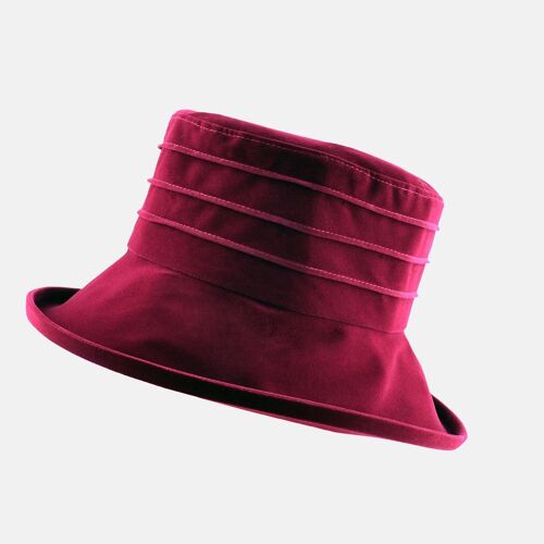 Water Resistant Velour Packable Hat - Wine