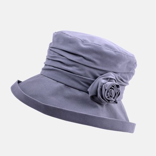 Water Resistant Velour Packable Hat - Grey