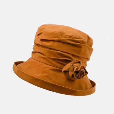 Wasserabweisender, packbarer Hut aus Velours - Senf
