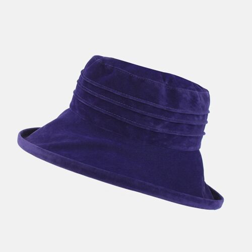 Water Resistant Velour Packable Hat - Deep Blue