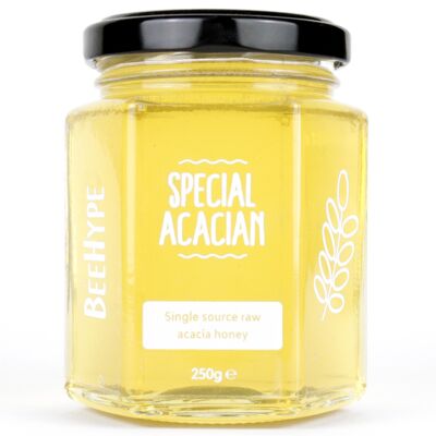 Acacia especial: miel de acacia cruda 100 % pura y vibrante, miel de abeja cruda de lujo