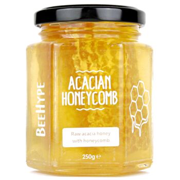 Dalle de peigne de miel d'acacia brut de luxe en nid d'abeille d'acacia fraîchement sortie de la ruche 1