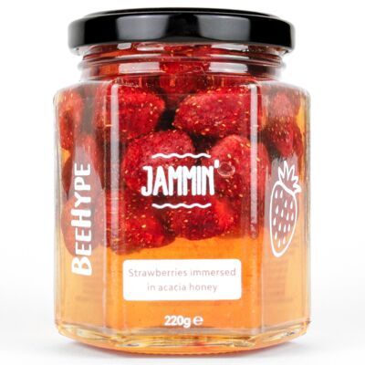 Jammin' - Erdbeeren in rohem Akazienhonig, natürliche Marmeladen-/Konservenalternative