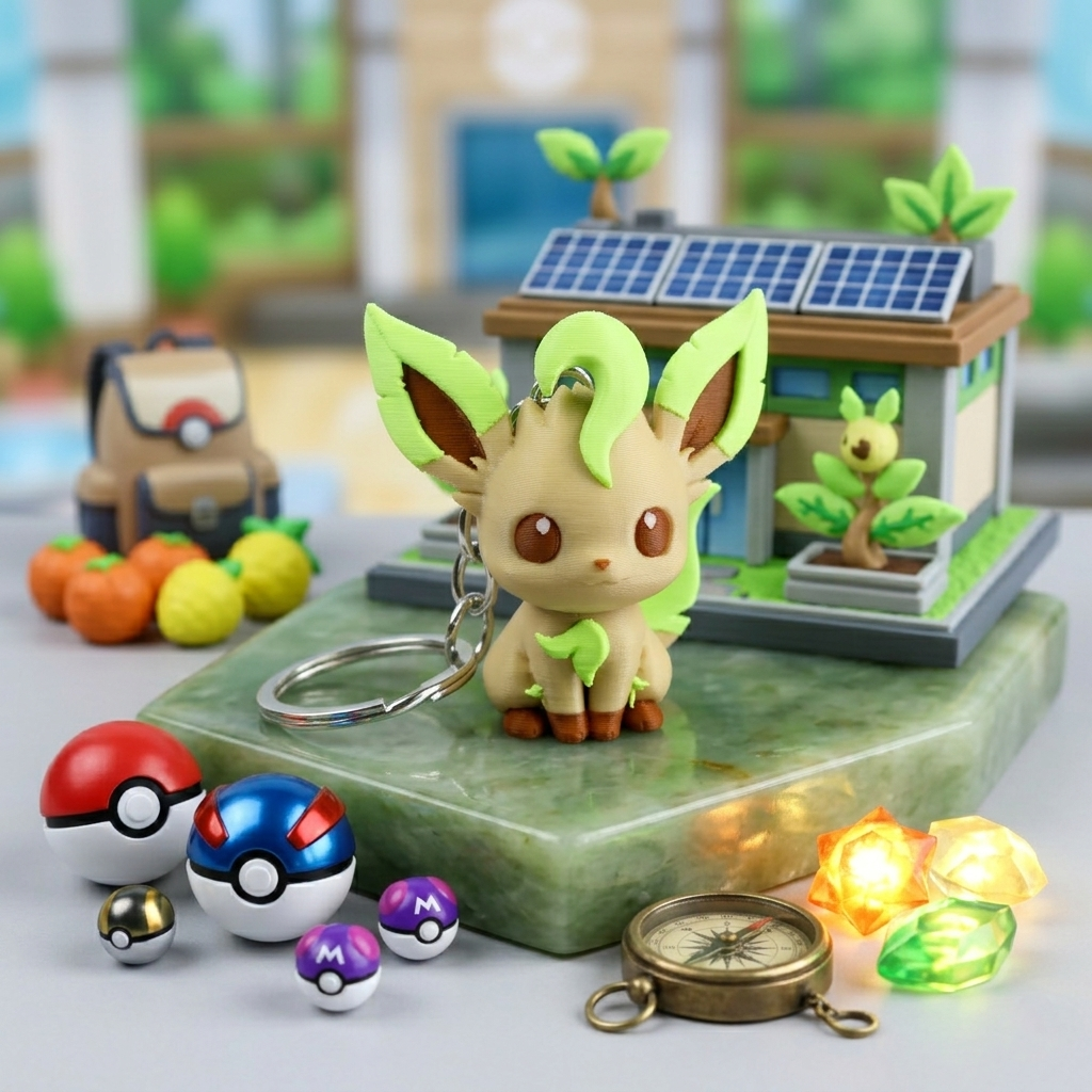Portachiavi Pokémon Leafeon | Ciondolo anime di tipo Erba