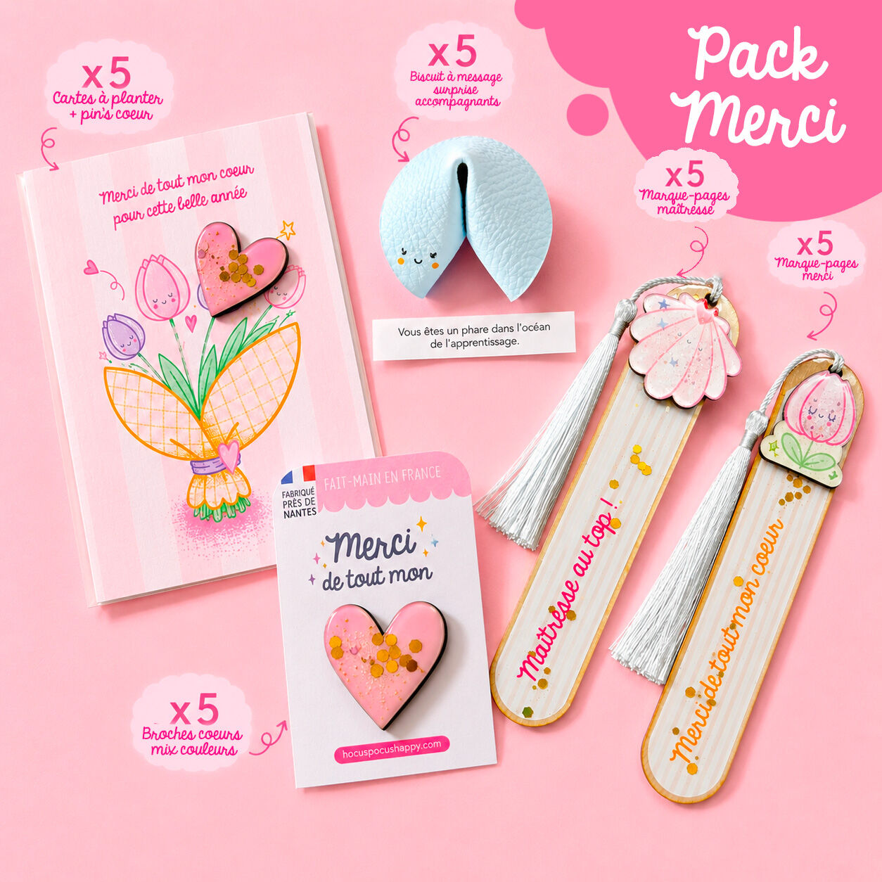Thank You Pack for Teachers, Nanny, Teaching Assistants - Made in France
