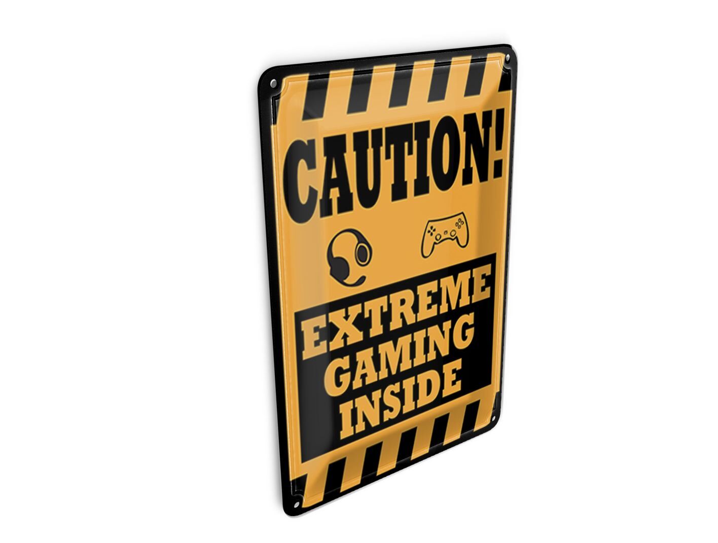 Tin postcard notice 10x14 cm Coution extreme gaming inside decorative sign