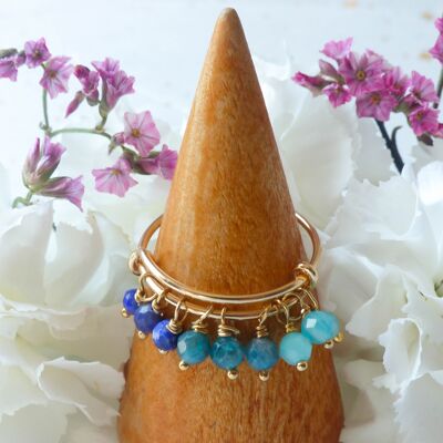 Blue Poupidou ring: lapis lazuli, apatite, amazonite
