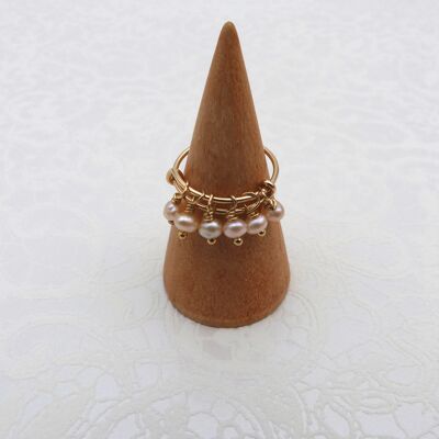 Anillo Poupidou rosa pálido: perla de agua dulce