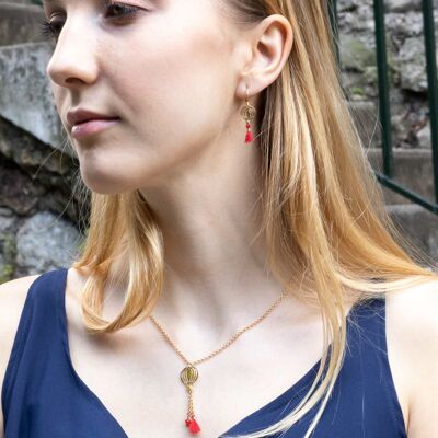 Hot air balloon necklace: red