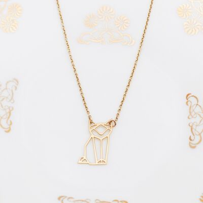 Animal Necklace - Alinéa Collection: Gold origami cat
