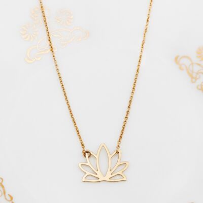Collier Nature - Collection Alinéa : Grand Lotus doré