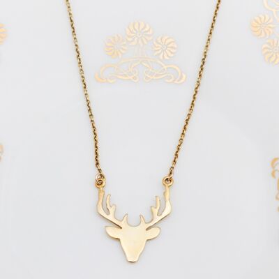 Collar Animal - Colección Alinéa: Cabeza de ciervo dorada