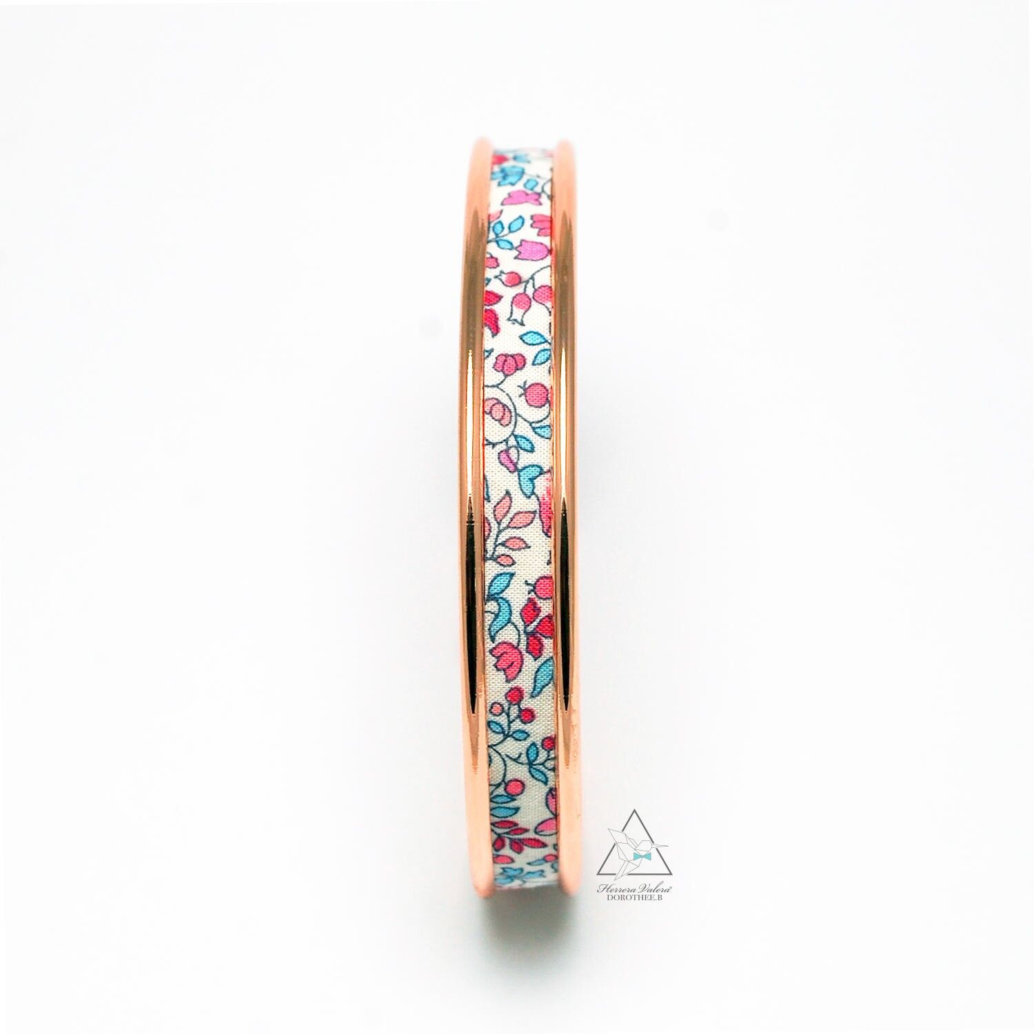 Bracciale in ottone galvanizzato e tessuto Liberty - Katie & millie pink
