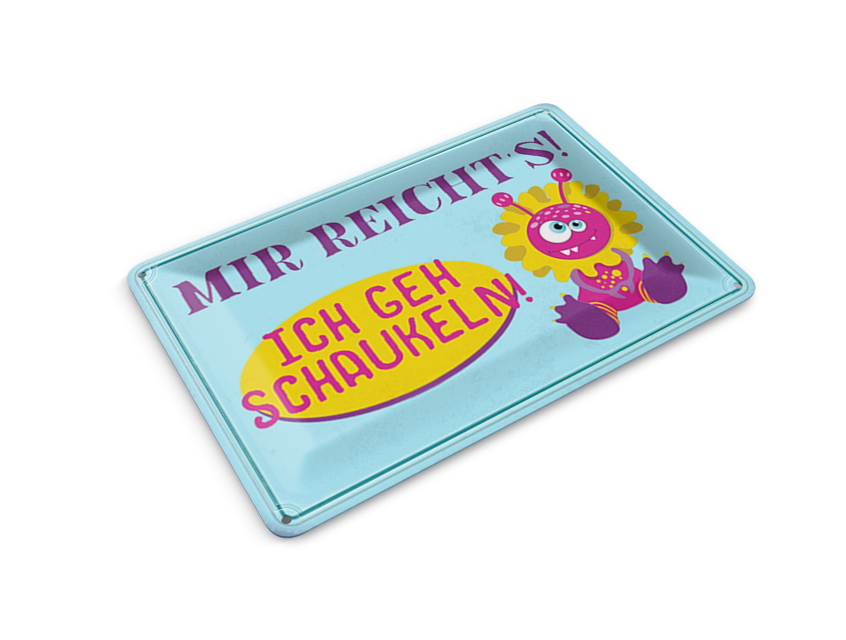 Tin postcard with saying 14x10 cm "I've had enough, I'm going to swing" decorative sign