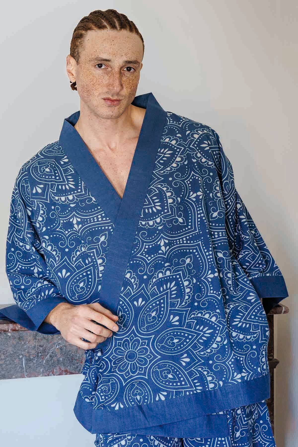 STANLEY short kimono and matching slub cotton shorts