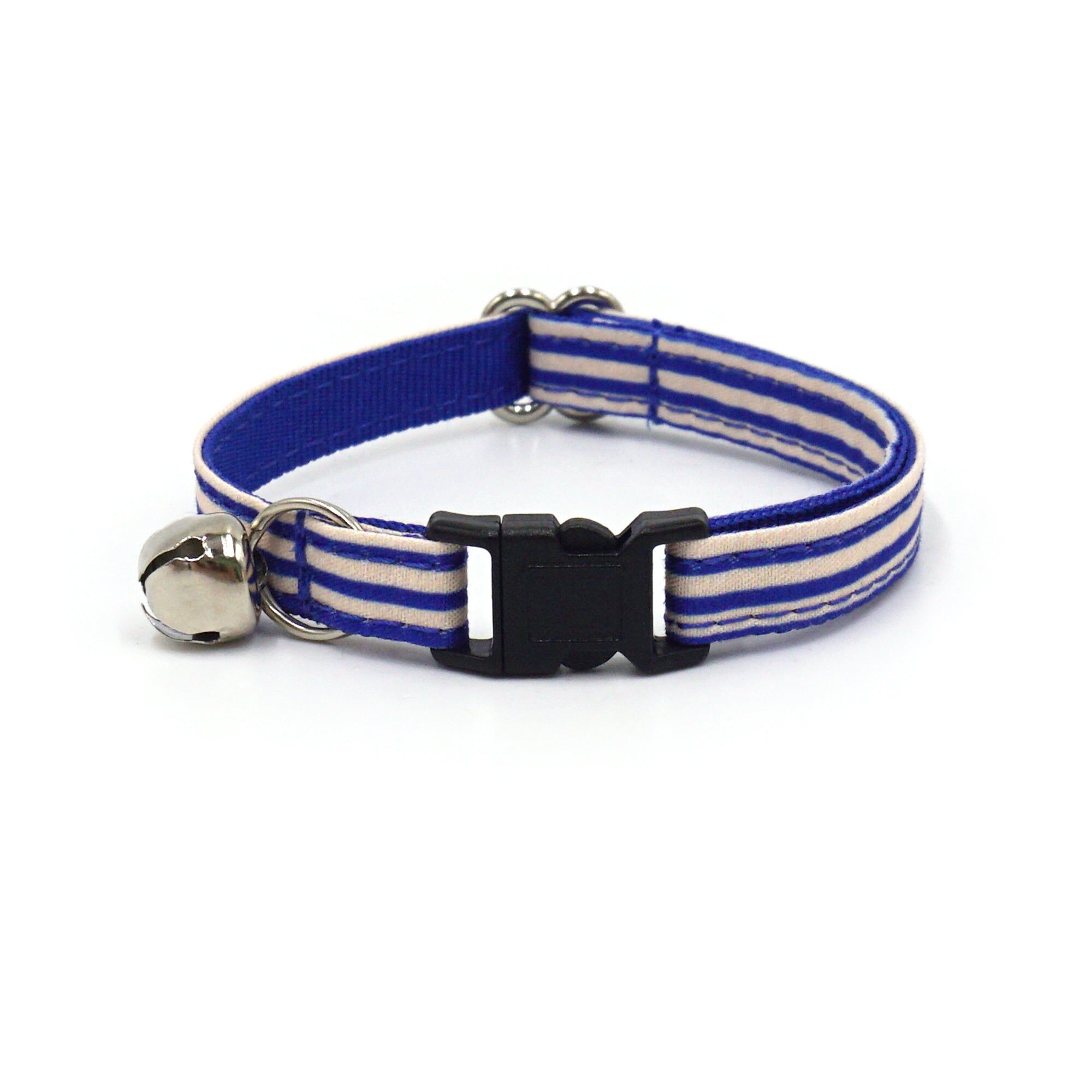 Anti-Strangulations-Katzenhalsband, gestreifte Baumwolle, Blau