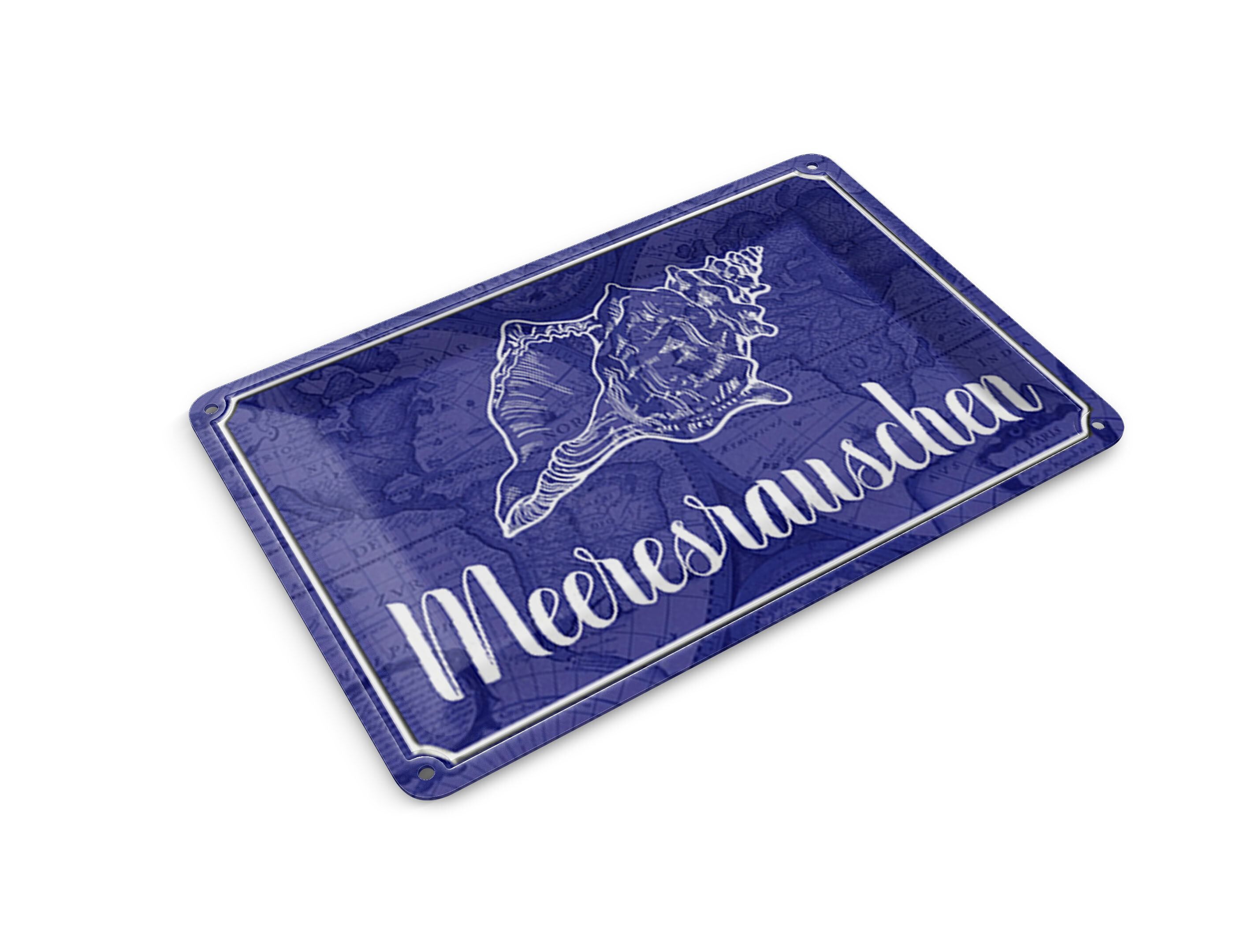 Tin postcard with saying, 14x10 cm, sea sound, seashell, sea decoration sign