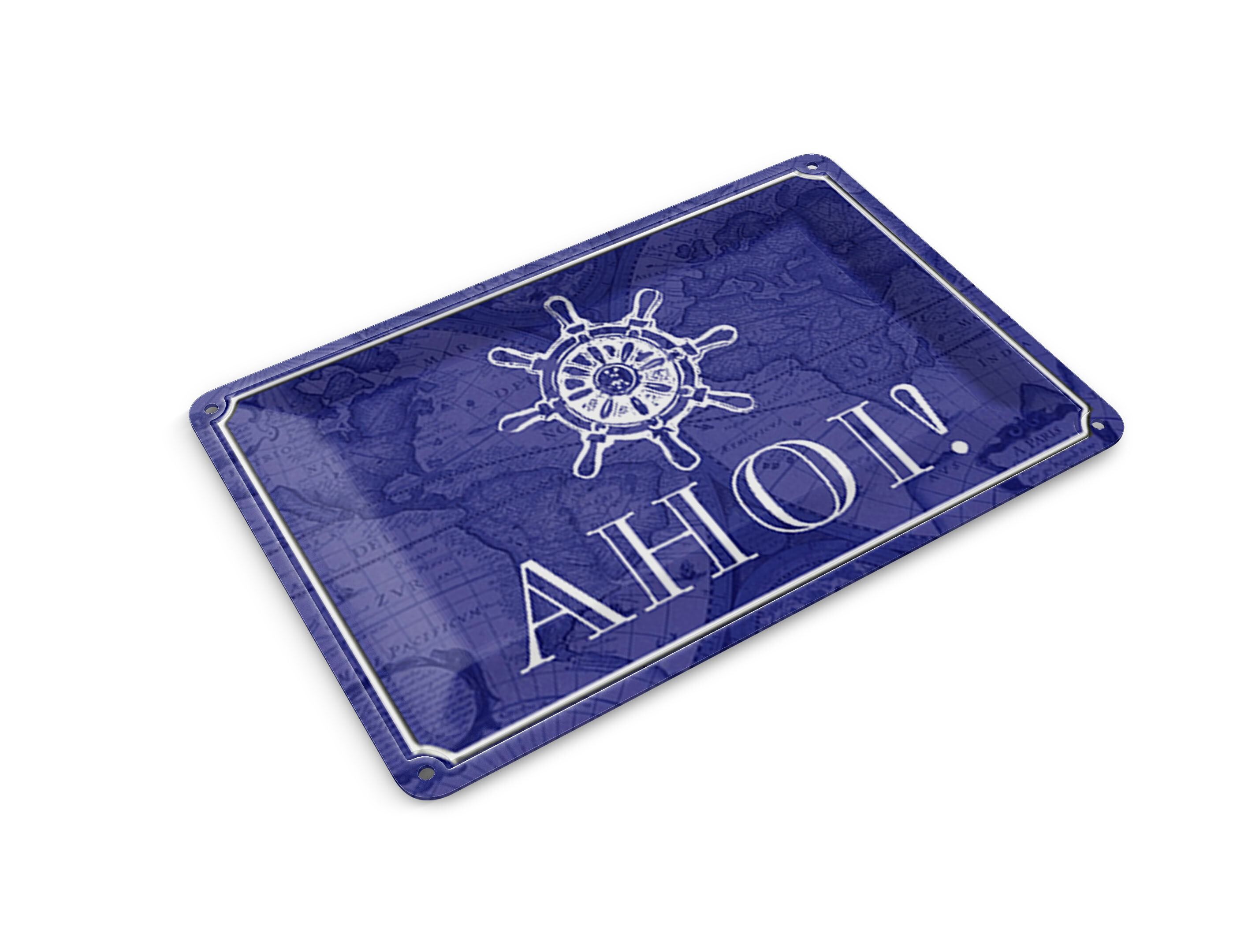 Tin postcard with saying "Ahoy Ship Boat Sailor" 14x10 cm Metal decoration sign