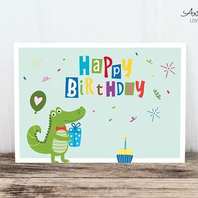 Postkarte: Birthday Krokodil