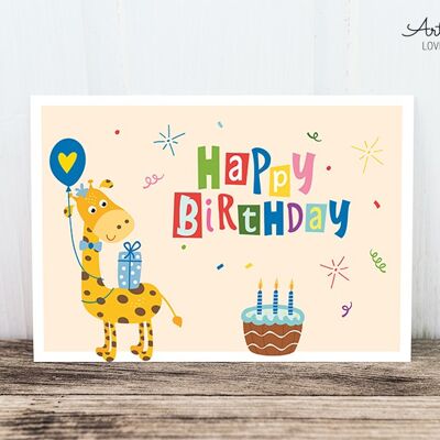 Carte postale: Girafe d'anniversaire