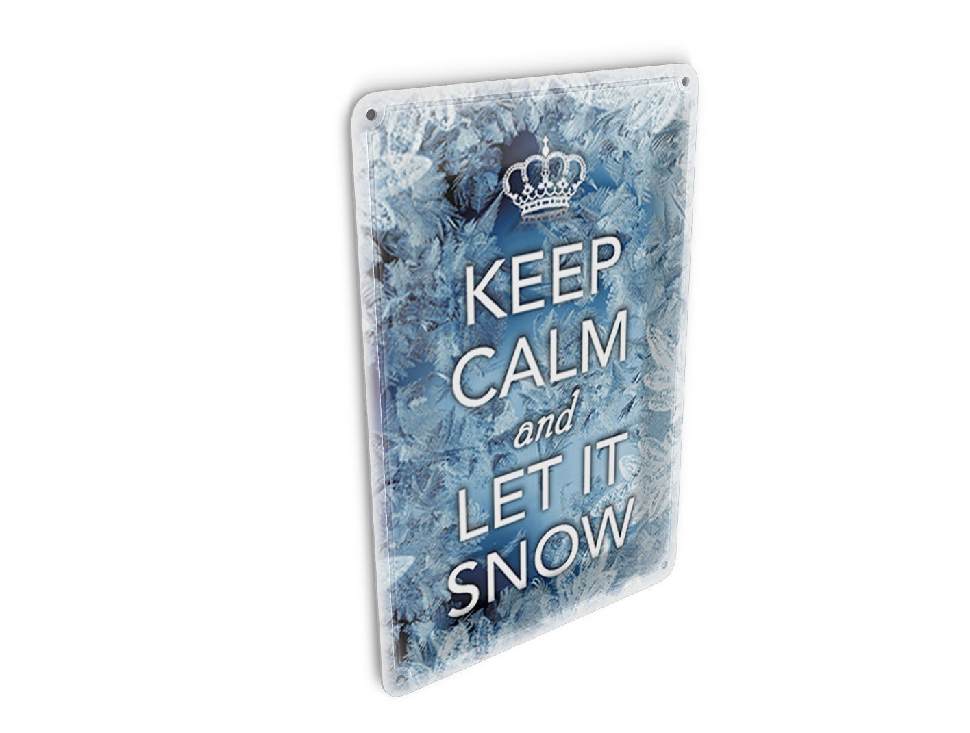Carte postale en métal avec inscription « Keep Calm and let it snow » (10 x 14 cm) - Panneau décoratif