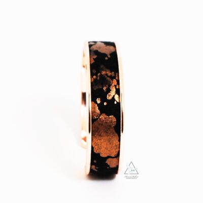 Wide bracelet in galvanized brass and fabric - BRONZ