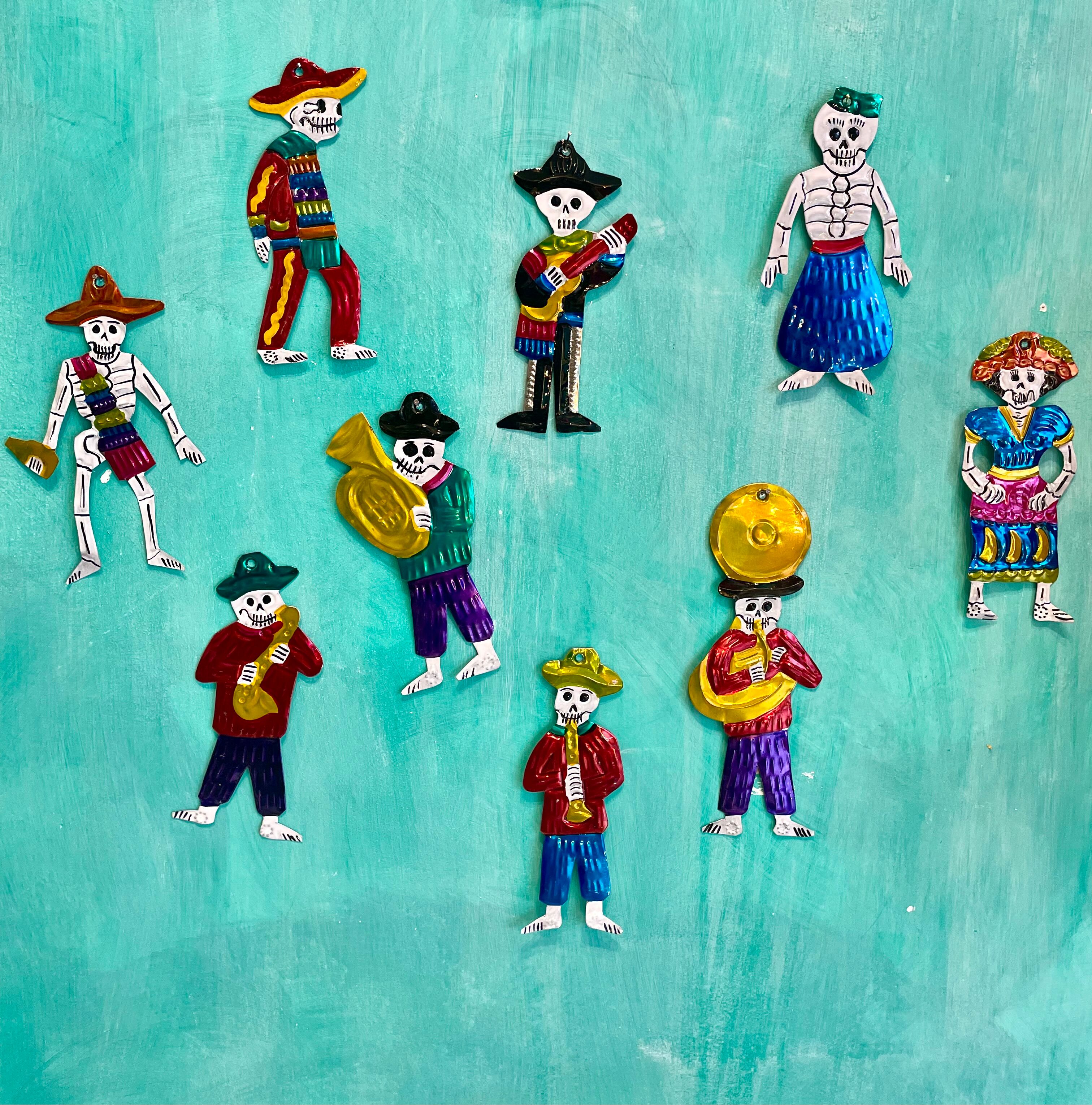 Day of the Dead Metal Figurines - Mexican Decoration