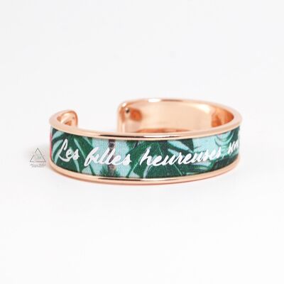 Wide galvanized brass bracelet - Happy girls are ...