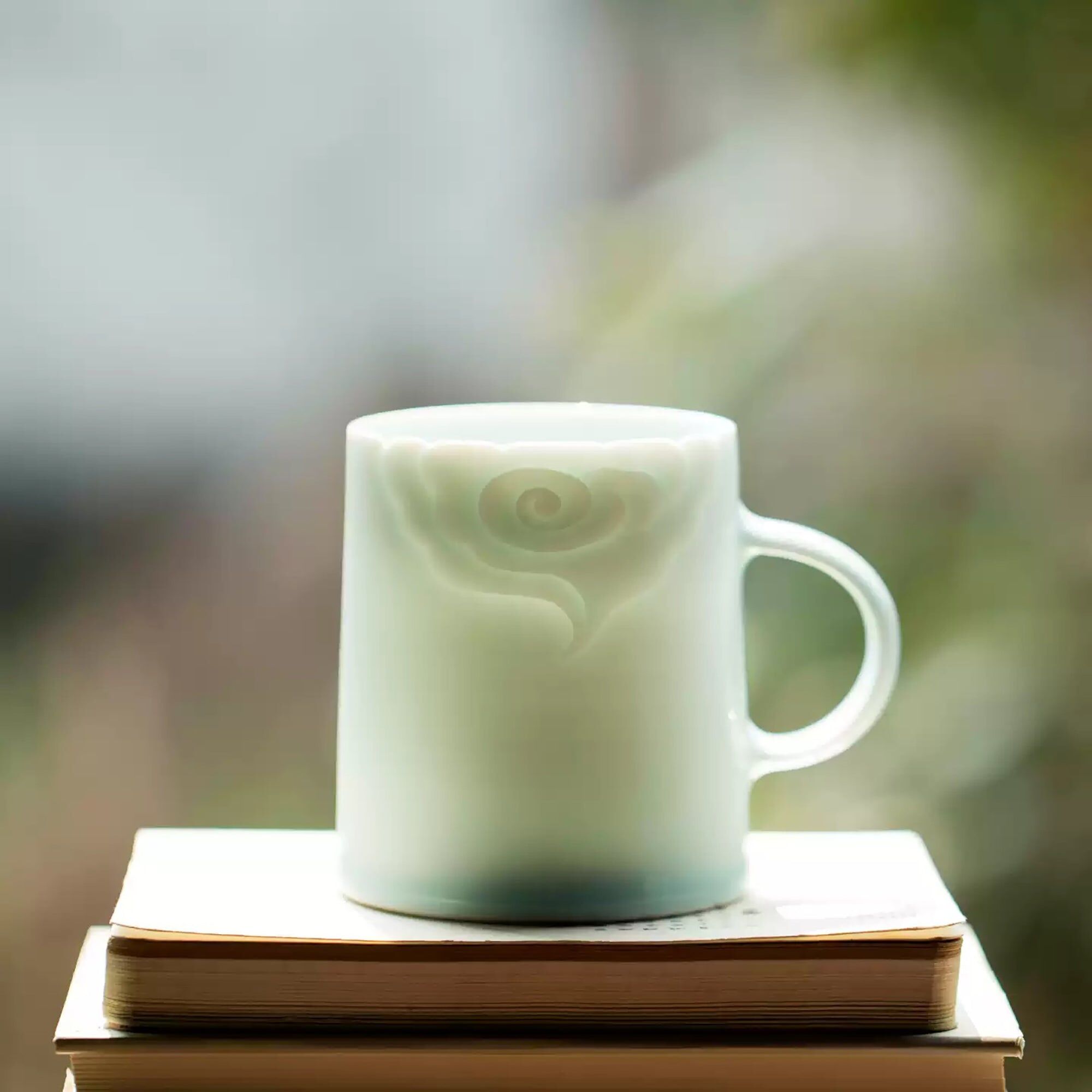 Translucent style porcelain mug with a poetic cloud motif