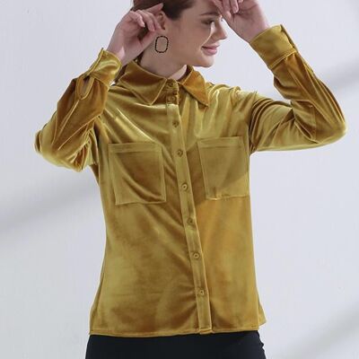 Blusa Donna Velluto Giallo Ocra