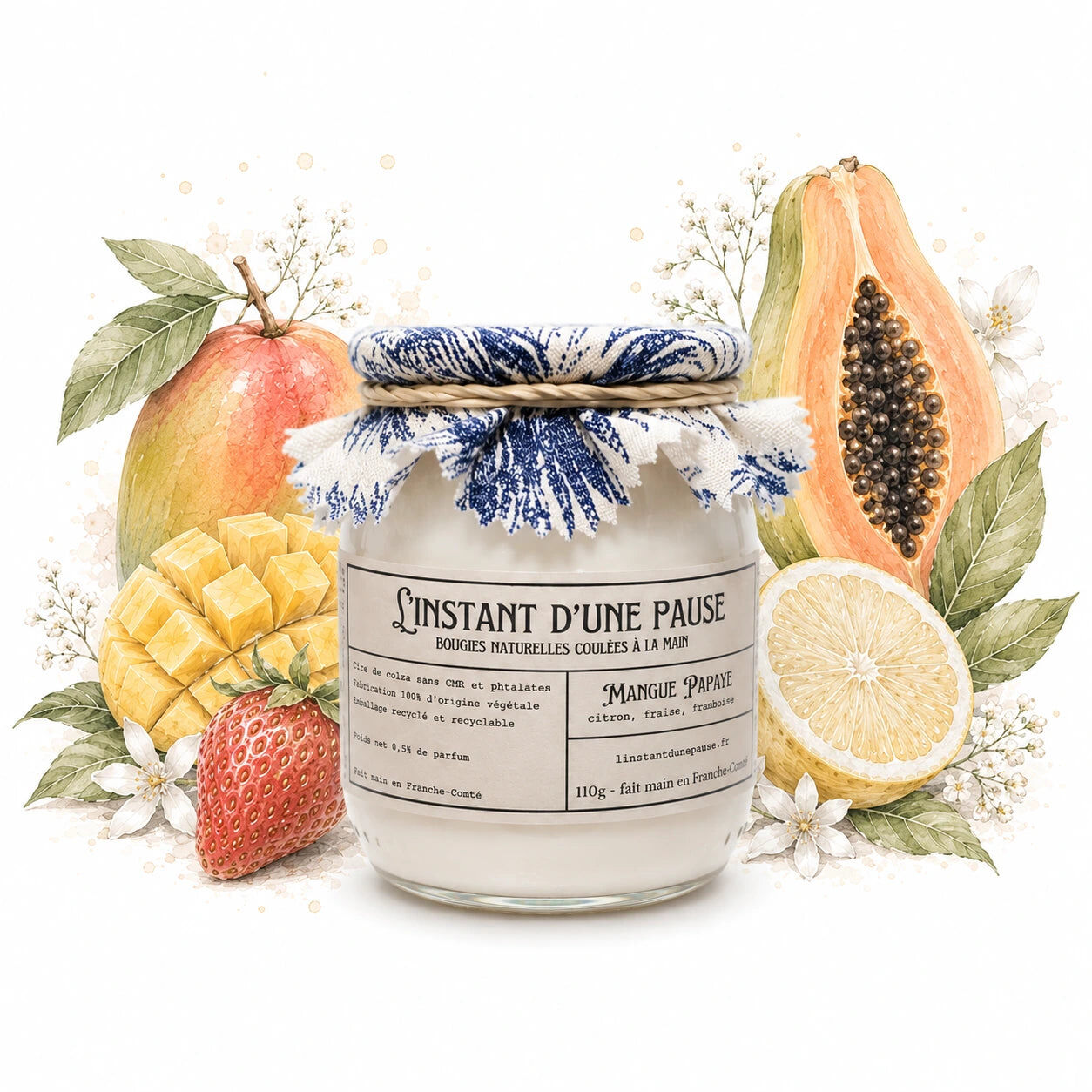 Mango papaya scented candle – natural, handcrafted & vegan