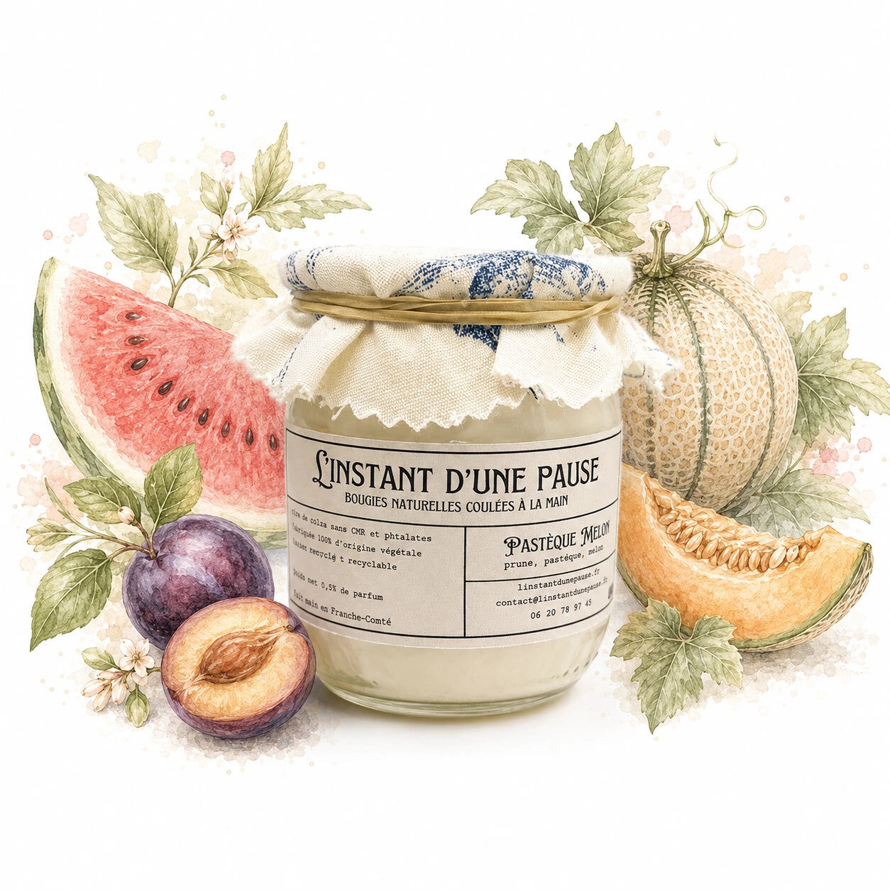 Watermelon and melon scented candle – natural, handcrafted & vegan