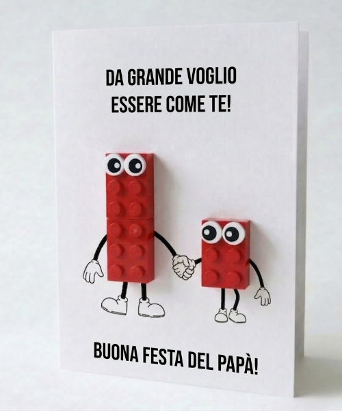 Tarjeta postal del Día del Padre (1 hijo) – Ladrillo de construcción LEGO