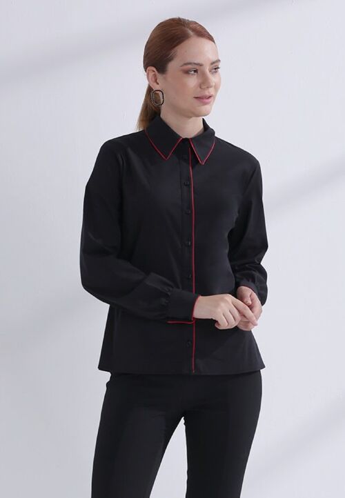 Blouse Women Black with Contrast