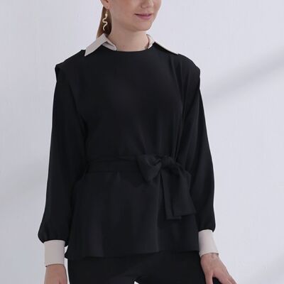 Blouse Women Black with Collar