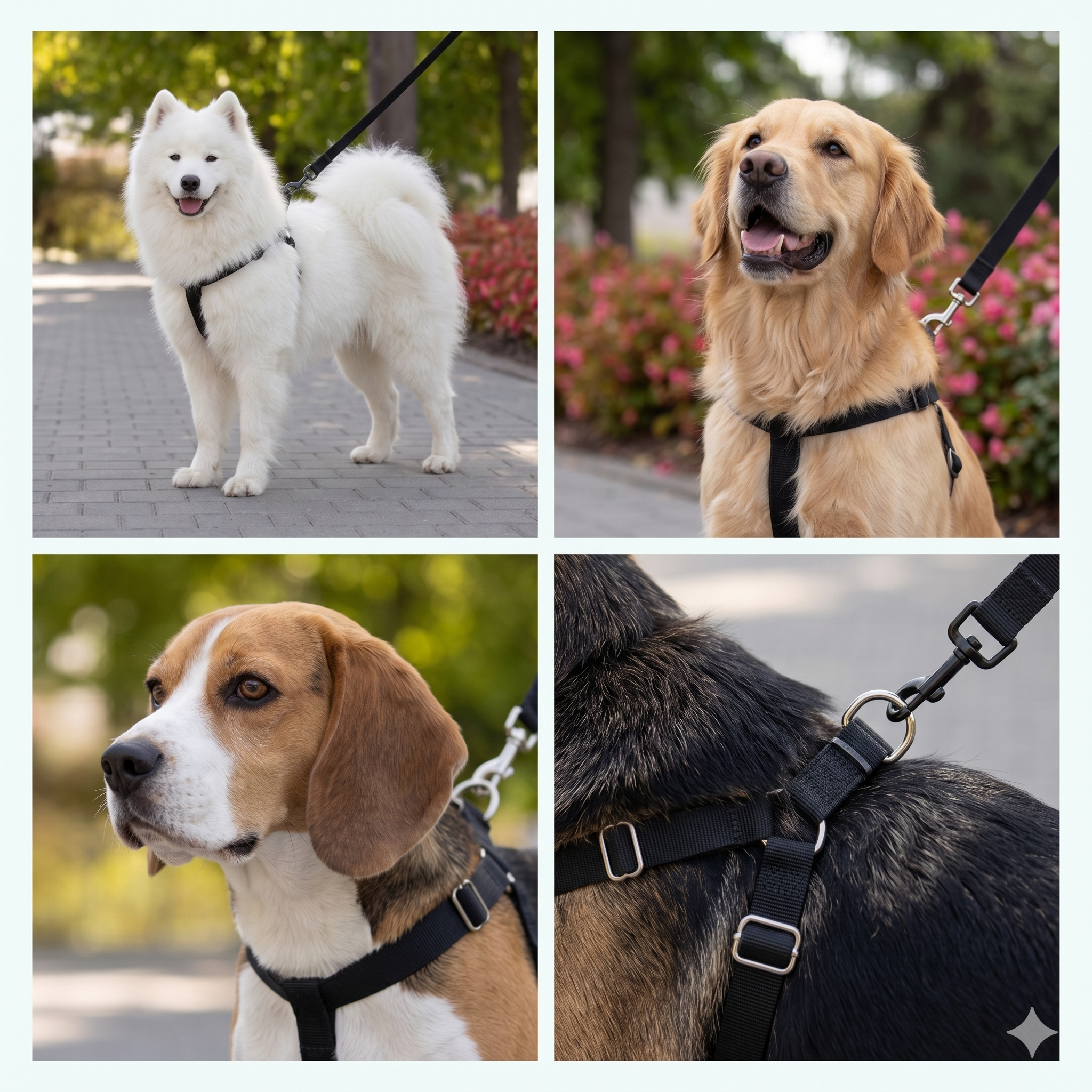 Weich gepolstertes Anti-Zug-Brustgeschirr für Hunde – Schrittweises Design – 6 Größen erhältlich – Schwarz
