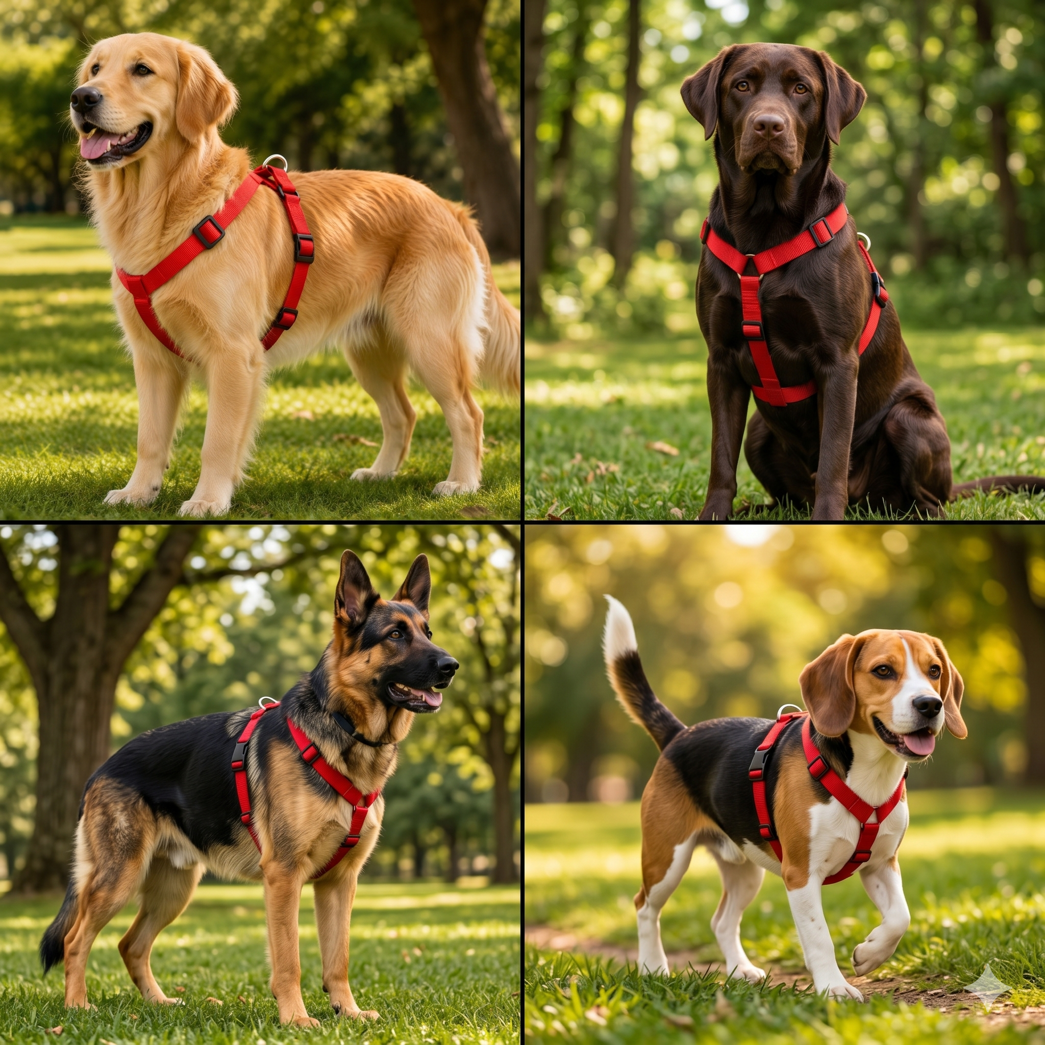 Weich gepolstertes Anti-Zug-Brustgeschirr für Hunde – Schrittweises Design – 6 Größen erhältlich – Rot