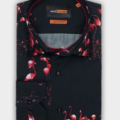 Shirt Men Dark Blue Flamingo