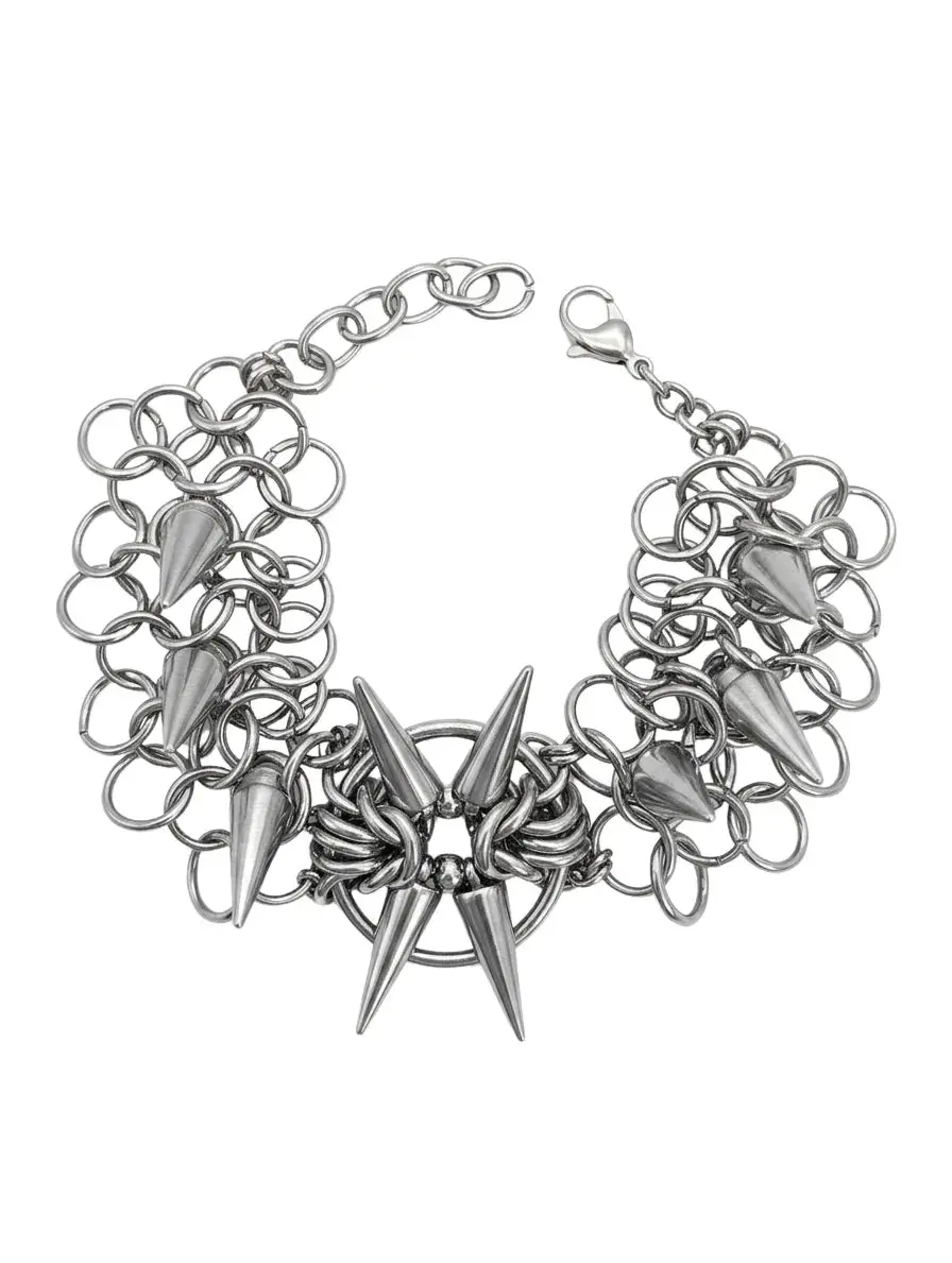 Buy wholesale Gothic Chainmail Star Keychain with Spiked Charms