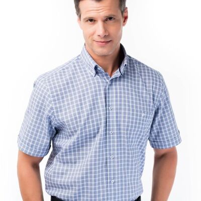 Camisa Hombre Azul Claro Mangas Cortas