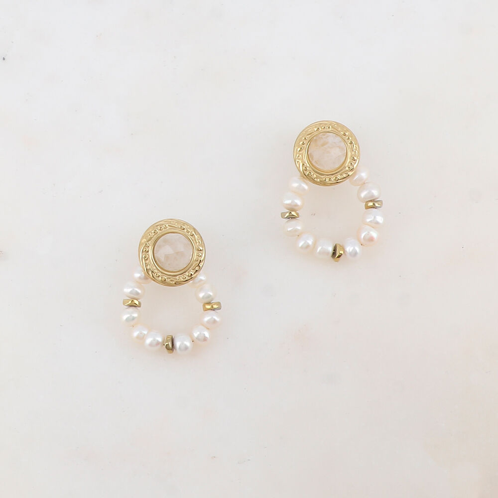 B.O à puce pendantes avec perles d'eau douce