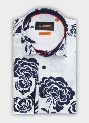 Chemise Homme Blanc Floral 2